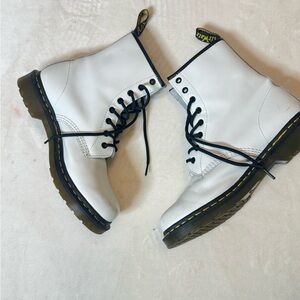 Dr. Martens White and Black Lace-Up Boots
